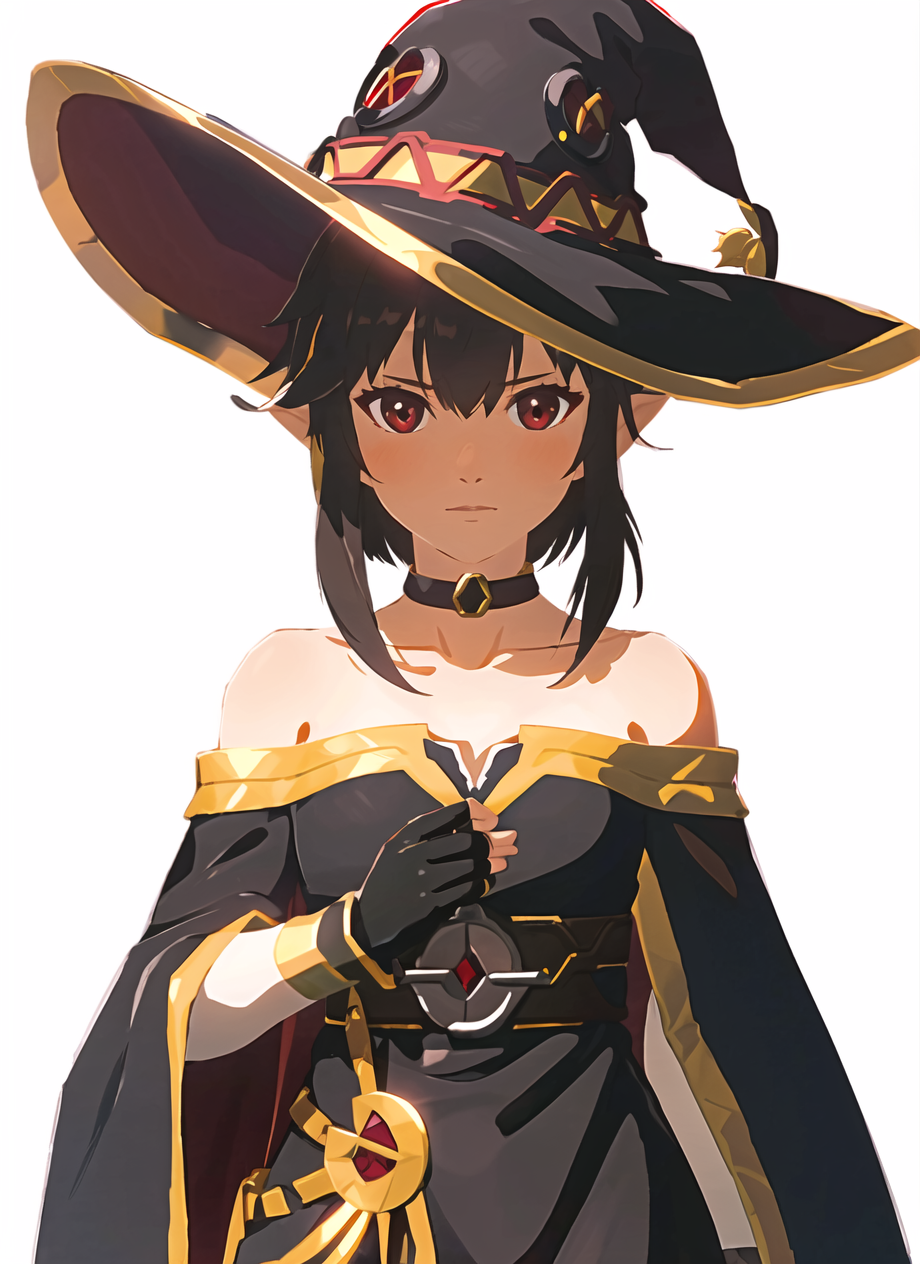 3978521427-3357242143-botw style,megumin, 1girl, bare shoulders, black cape, black gloves, black hair, blush, cape, choker, collarbone, dress, hair be.png